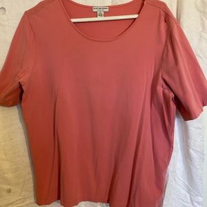 August Max Woman Peach colored short sleeve top size XL